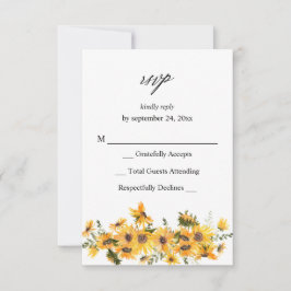 Höst Solros Blommig ingen måltid RSVP VER OSA Kort