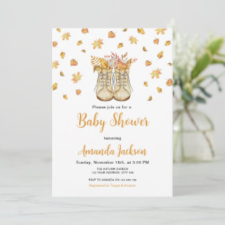 Höst Söta Stövlar Baby Shower Inbjudningar