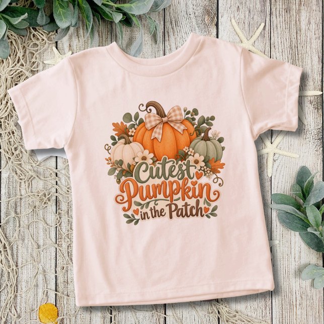 Höst Sötaste Pumpa Småbarn Flickor T-shirt  (Cutest Pumpkin in the Patch Toddler Girls T-shirt. 4 Colors and Sizes to choose from. Fall Autumn )