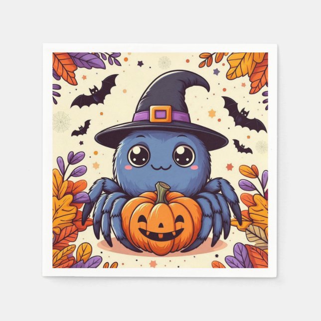 Höst/spindel/häxa/halloween Pappersservett (Framsidan)