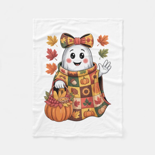 Höst Spök Höst Höst Pumpa Skiss Lappverk Halloween Fleecefilt (Framsidan)