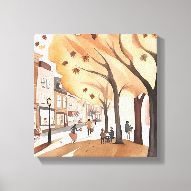 Höst Stadspark | Höstfärger Akvarell Canvastryck (Framsida)