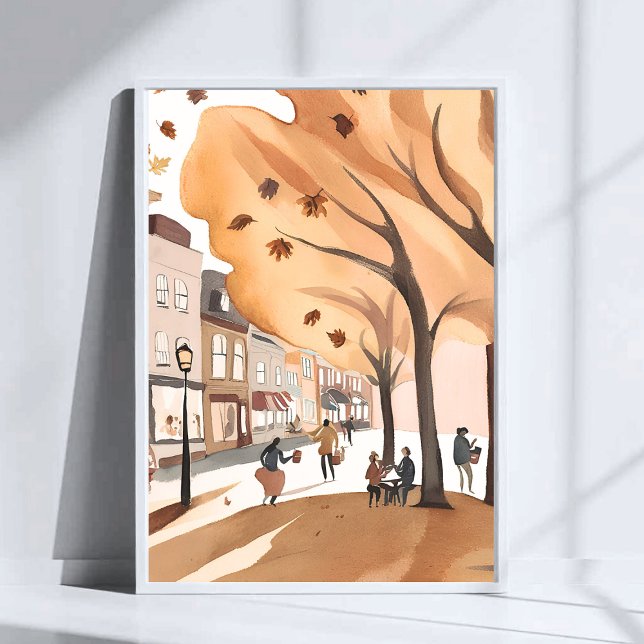 Höst Stadspark | Höstfärger Akvarell Konst Poster (Skapare uppladdad)