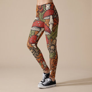 Höst Svamp Spindel Leggings Yoga Byxor för henne