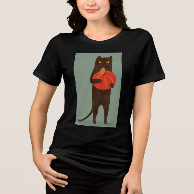 HÖST SVART KATT PUMPA SVETTARSKJORTA T-SHIRT (Framsida)