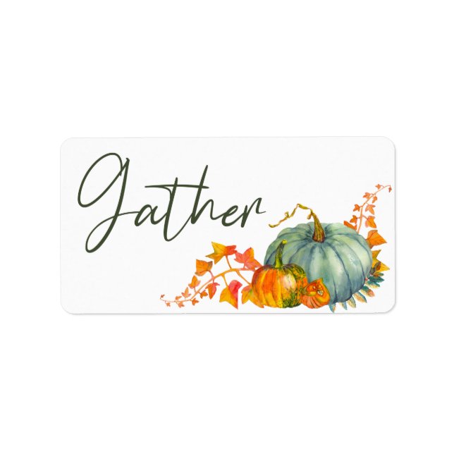Höst tacksgiving orange pumpor blad kuvert adressetikett (Framsidan)