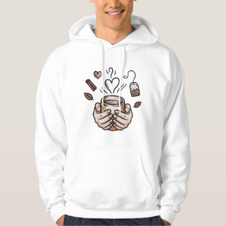 Höst Tea Mysig Doodle Illustration Hoodie