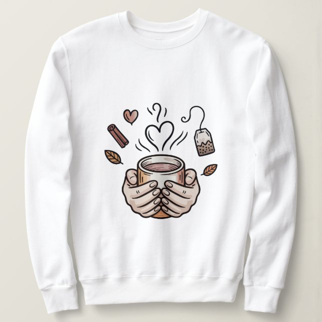Höst Tea Mysig Doodle Illustration T Shirt (Design framsida)