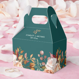 Höst Teal Akvarell Terrakotta Blommig bröllop Presentaskar