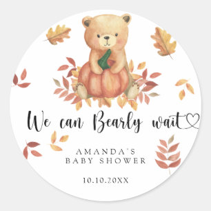 Höst teddybjörn Baby Shower Runt Klistermärke
