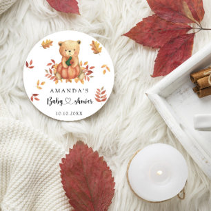 Höst teddybjörn Baby Shower Runt Klistermärke