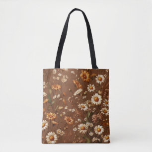 Höst Terrakotta Blomma Boho Akvarell Blommig Tygkasse