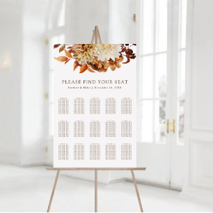 Höst Terrakotta Blommig Bröllopsställning Poster