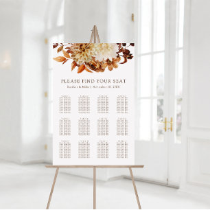 Höst Terrakotta Blommig Bröllopsställningskarta Poster