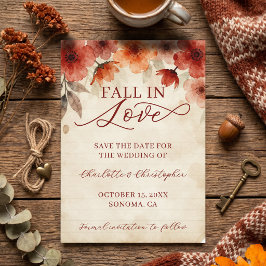 Höst Terrakotta Blommig Fall In Love Bröllop Spara Datumet