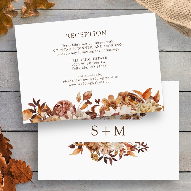 Höst Terrakotta Botanisk Bröllopsmottagning Tilläggskort (Fall Terracotta Botanical Wedding Reception Enclosure Card by Painted Paperie
)