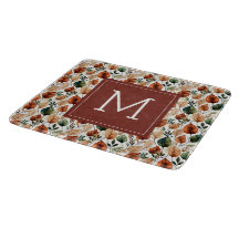 Höst terrakotta och salvia blad mönster monogram