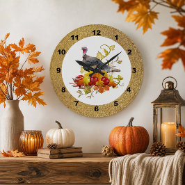 Höst/Thanksgiving Kalkon Pumpa Väggtid Stor Klocka