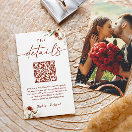 Höst Torkad Blommig Foto Bröllopsdetaljer QR-kod Tilläggskort
