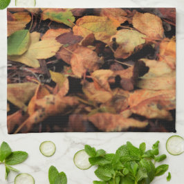 höst, torr löv kökshandduk