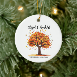 Höst Träd Glad Thanksgiving Lycklig Julgransprydnad Keramik