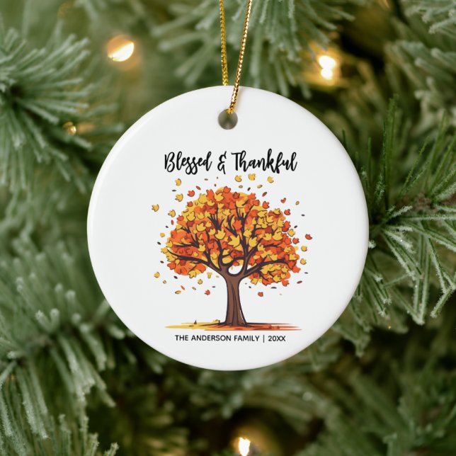 Höst Träd Glad Thanksgiving Lycklig Julgransprydnad Keramik (Träd)