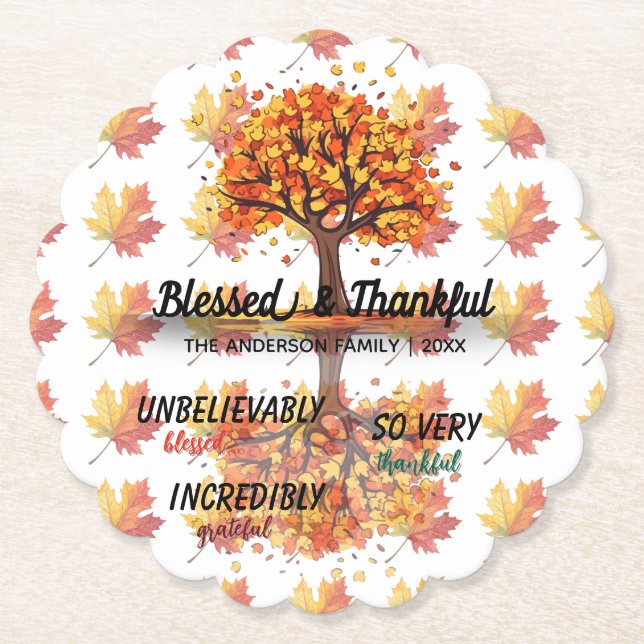 Höst Träd Glad Thanksgiving Lycklig Underlägg Papper (Framsida)