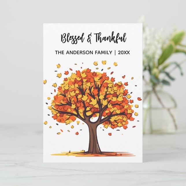 Höst Träd Glad Thanksgiving Välsignad Julkort (Stående Fram)