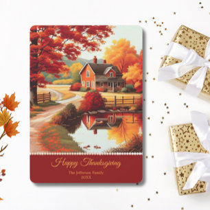 Höst Träd Landskap Thanksgiving Julkort