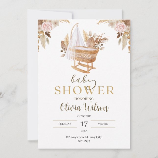 Höst vagga vinter flicka baby shower inbjudningar (Framsida)