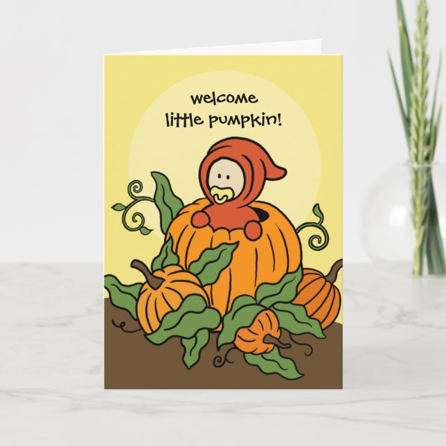 Höst Välkommen Liten Pumpa Ny Bebis Kort (Framsida)