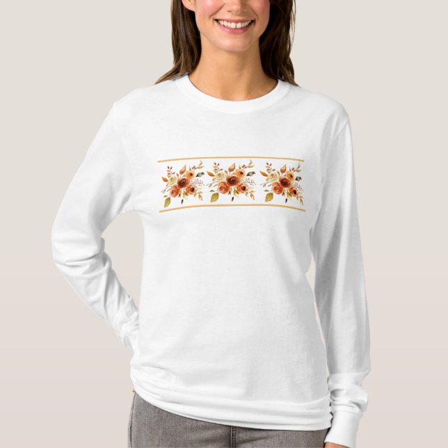 Höst vattenfärg blommig T-Shirt (Framsida)