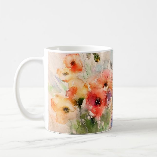 Höst vattenfärg vallmo kaffemugg (Vänster)