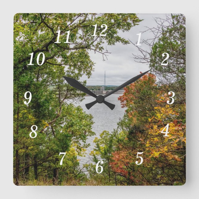 Höst vid Truman Dam Wall Clock Fyrkantig Klocka (Framsida)