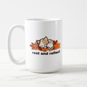 höst, vila & reflektera katt kaffemugg