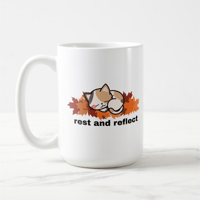 höst, vila & reflektera katt kaffemugg (Vänster)