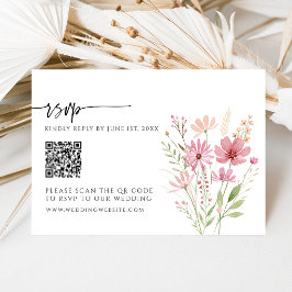 Höst Vildblomma Blommig QR-kod Bröllop RSVP-kort OSA Kort