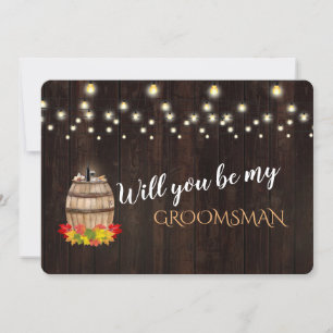 Höst Vinfat  Vill Du Vara Min Bröllesman Inbjudningar