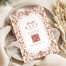 Höst Vintage Botanisk Blommig QR-kod Bröllop