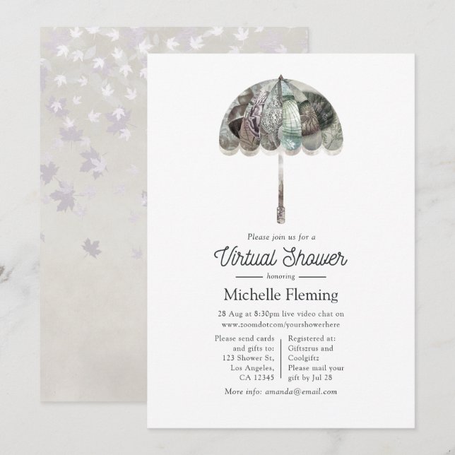 Höst vintage - Virtuell svartvit visning Inbjudningar (Fram/baksida)