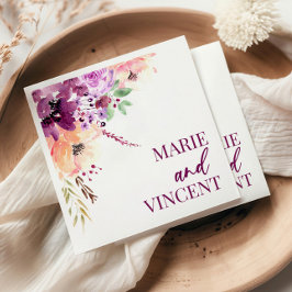 Höst Violett Magenta Lila Blommig Bröllop Pappersservett