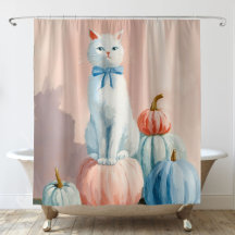 Höst Vit Katt med Pumpa