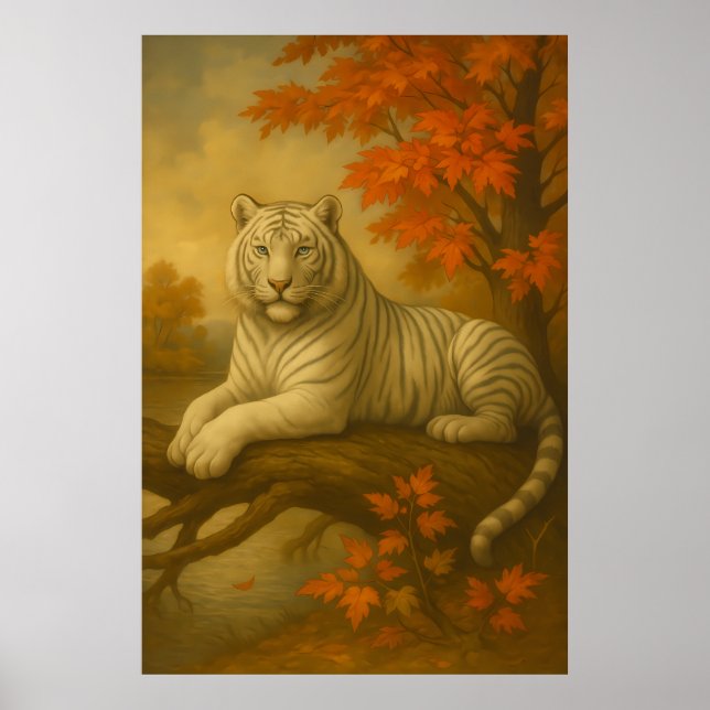 Höst Vit Tiger – Finkonst Canvas Poster (Framsidan)