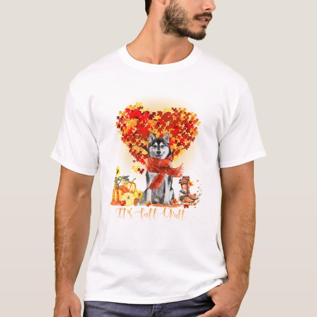 Höst Y alla Husky hundälskare T Shirt (Framsida)