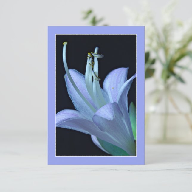 Hosta Flower Ornate Blue & Lila Greeting Card (Stående Fram)