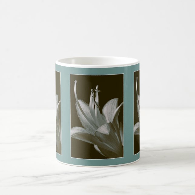 Hosta Flower Vintage Sepia Photograph Grayish Teal Kaffemugg (Center)