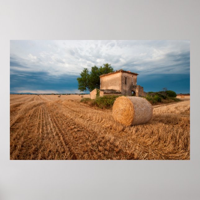 Höstack i Provencefält Poster (Framsidan)