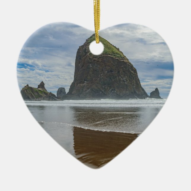 Höstacksten, kanonstrand, Oregon Julgransprydnad Keramik (Framsidan)