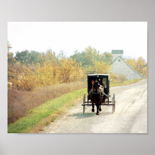 HöstAmish häst och Buggy Poster