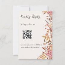 Höstäng Floral QR-kod Bröllopsvarskort